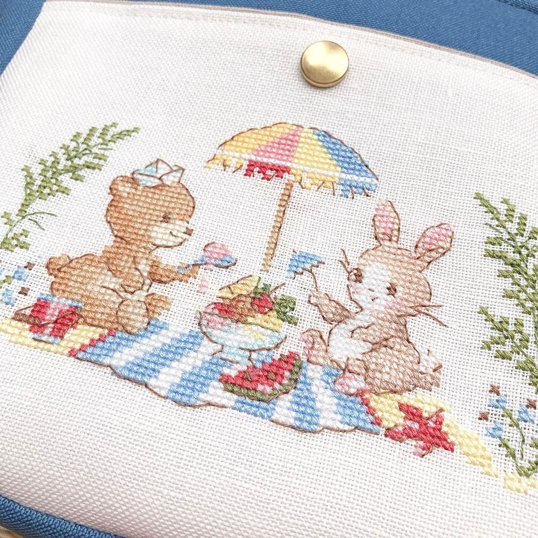 【クロスステッチ❤︎マチ付き2wayトートバッグ】ハンドメイド　ヴェロニク