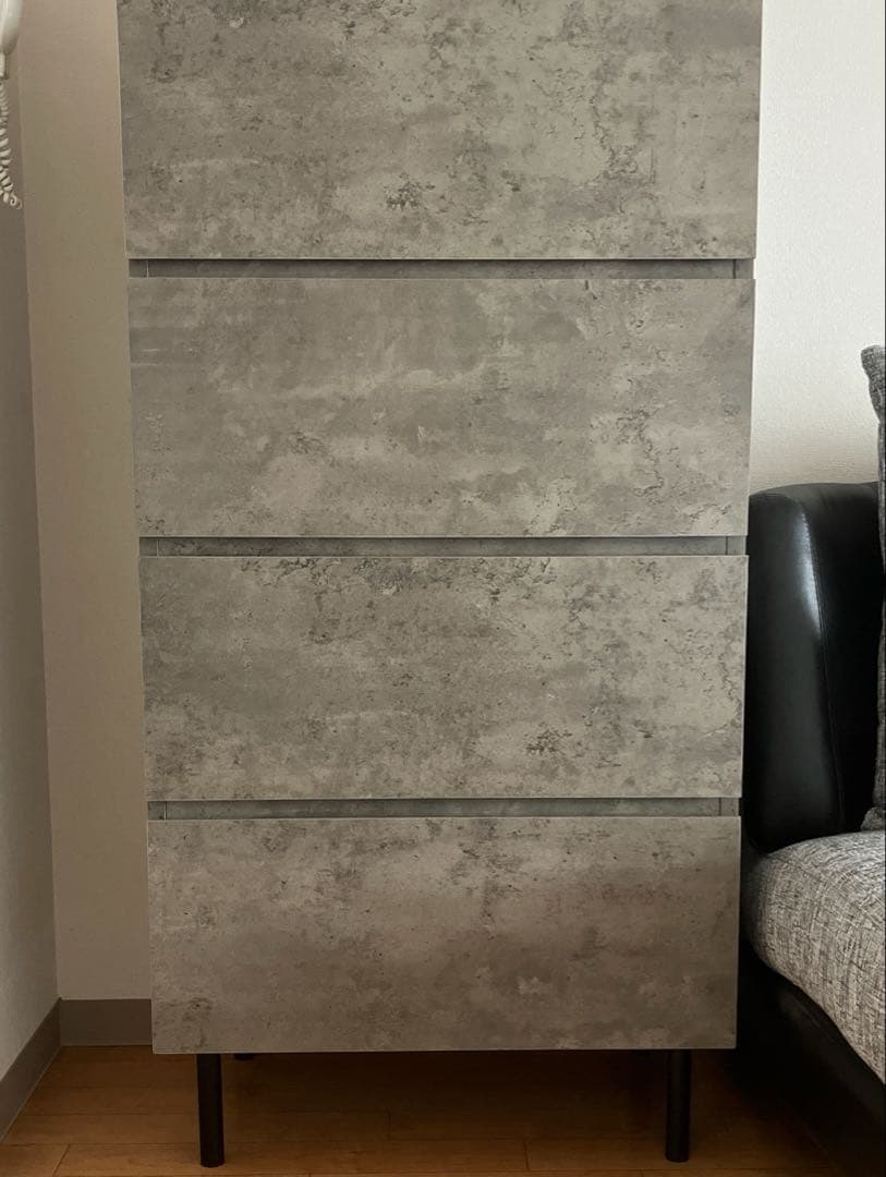 RASIK 脚付きチェストStova 【ワイド4段】 ストーングレー