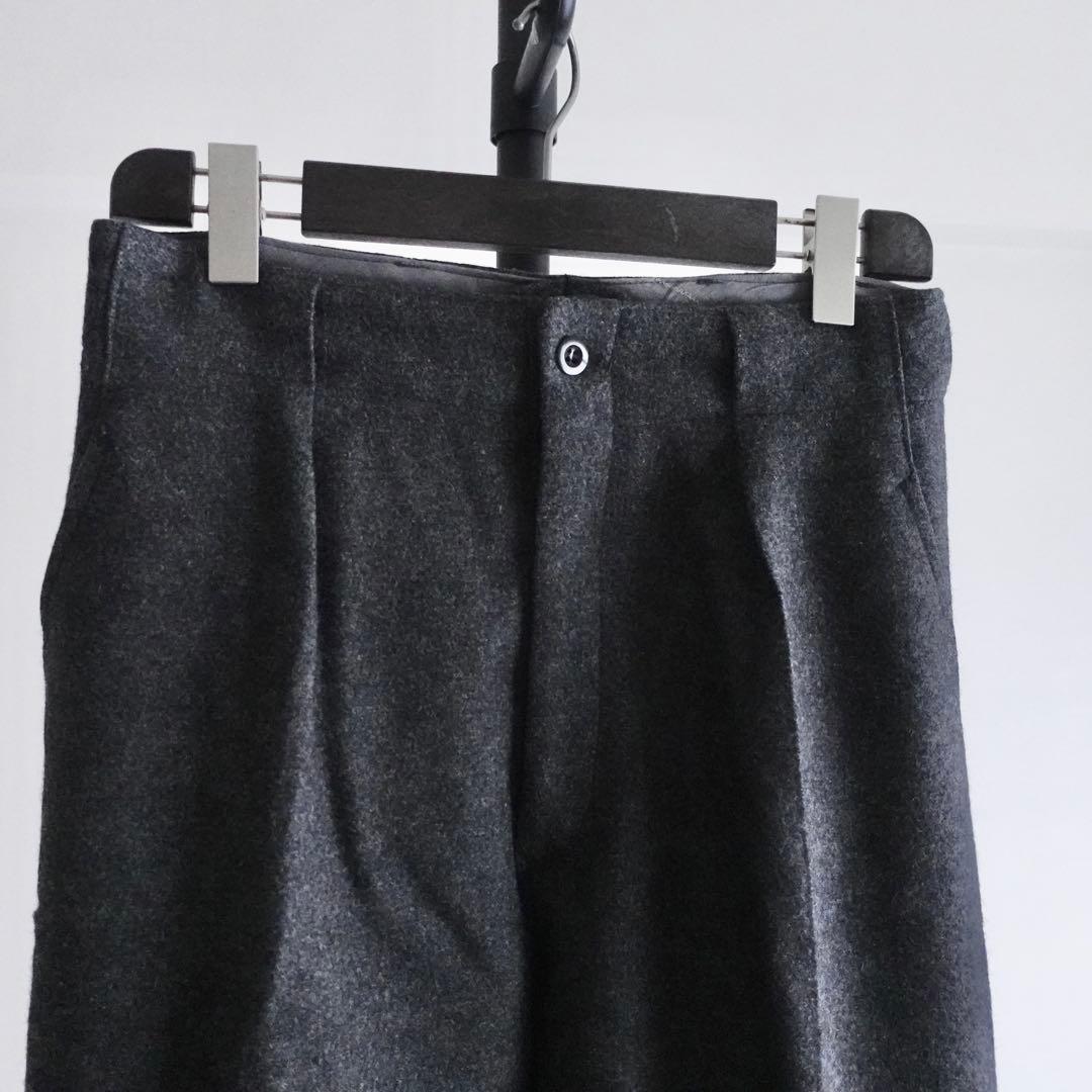 【状態良好】1960s デンマーク軍　ウールメルトン　ワイドトラウザーズ　グレー