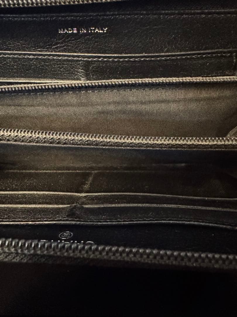 makotoシャネル カメリア ラウンドファスナー 長財布 ブラック