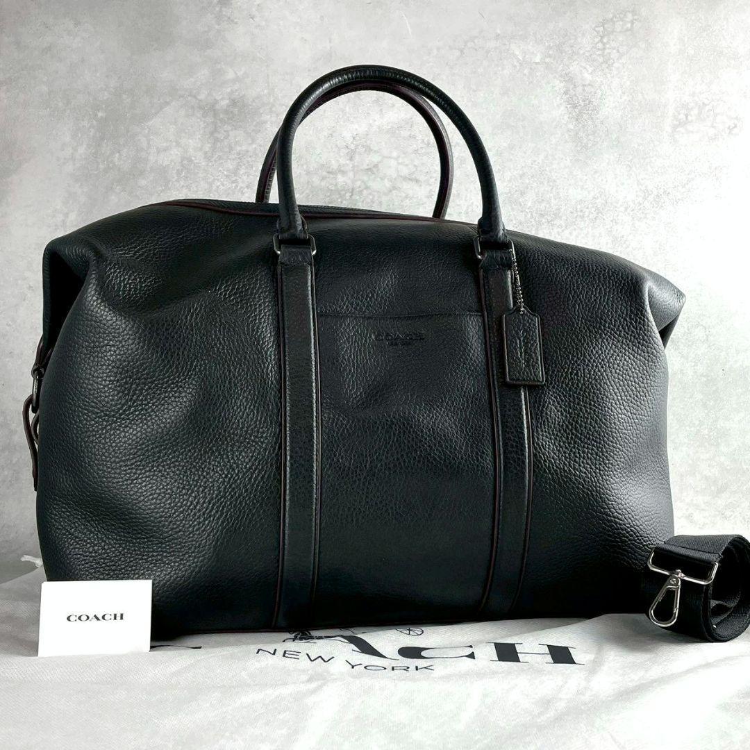未使用 コーチ トレッカー 2way ボストンバッグ シボ革 大容量 旅行 黒