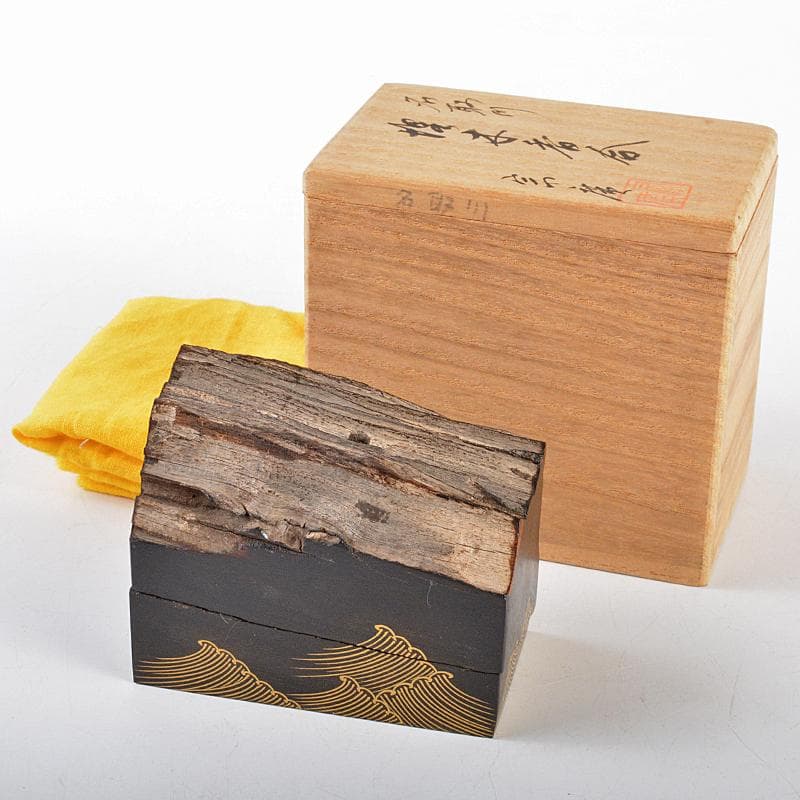 HOLIDAY 道場宗廣作　名取川　波蒔絵　埋木香合　共箱　M　R5301