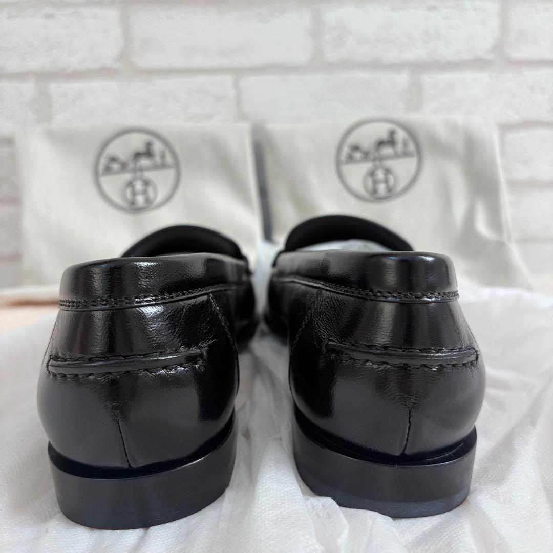 【未使用】　エルメス　モカシン　ケッシー　ローファー　レザー　ブラック　馬車金具