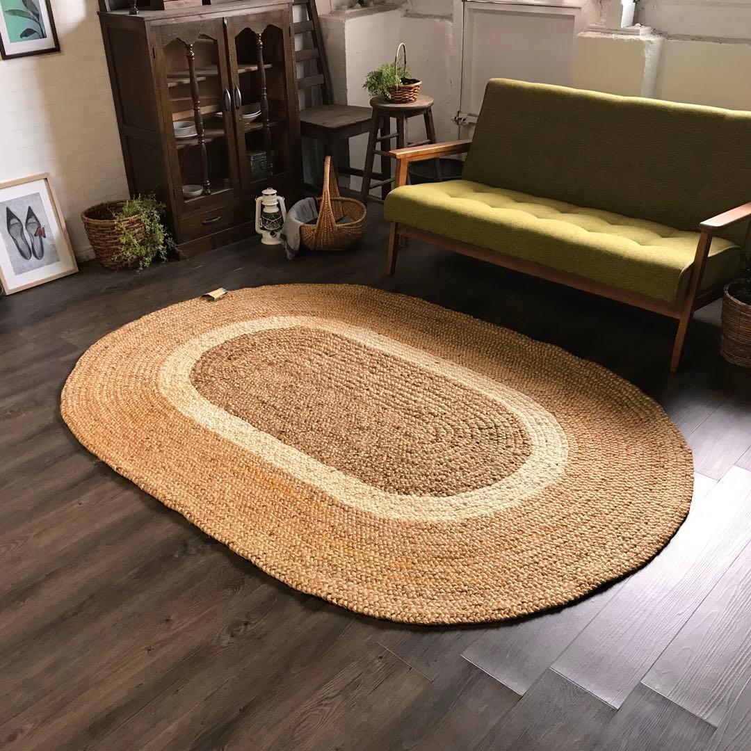 139x204cm ラグ ラグマット 麻 ジュート 夏用 天然素材 アジアン