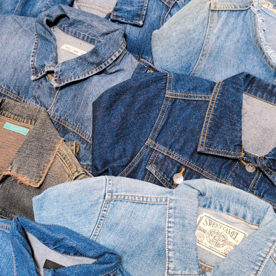 専用Ｇジャン デニムジャケット35着まとめ売りリメイク素材 リペア生地 パッチ