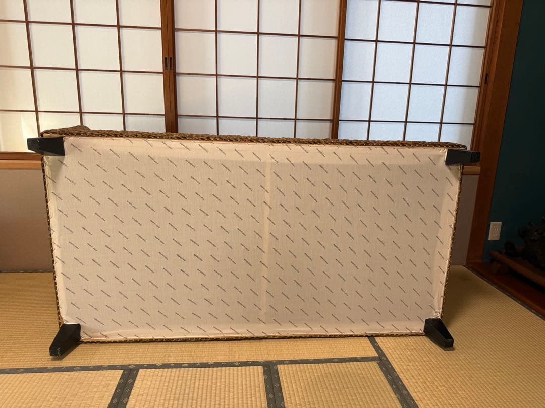 ラタン L字型ソファセットとコーヒーテーブル