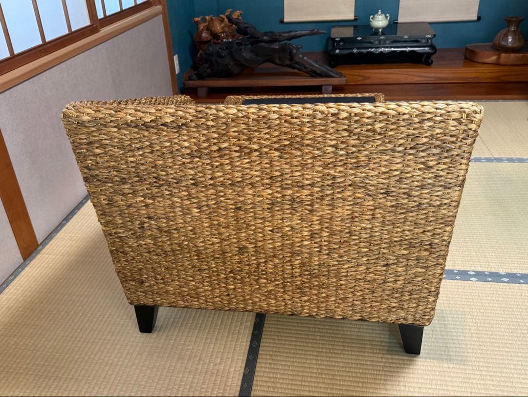 ラタン L字型ソファセットとコーヒーテーブル