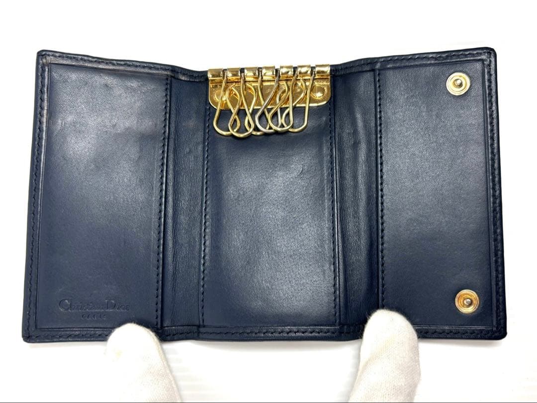 クリスチャンディオール　トロッター　6連キーケース　ネイビー　MC0023