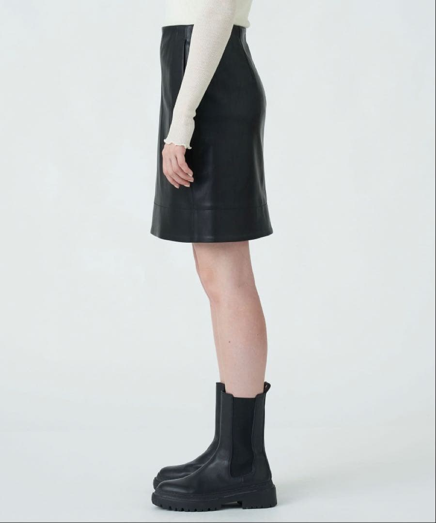MACPHEE レザーライクミニスカート