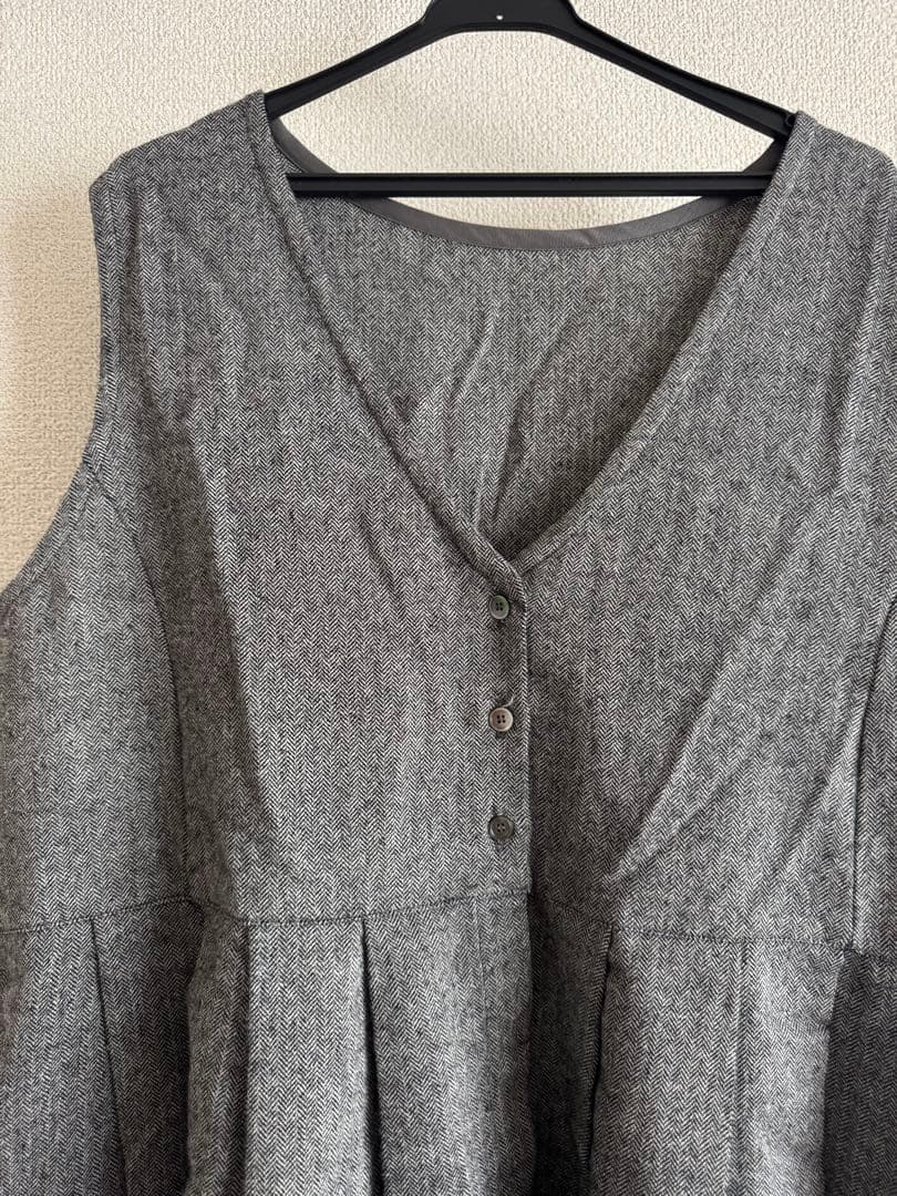 nest robeウールヘリンボン2wayワンピースジャンパースカートカシミヤ混