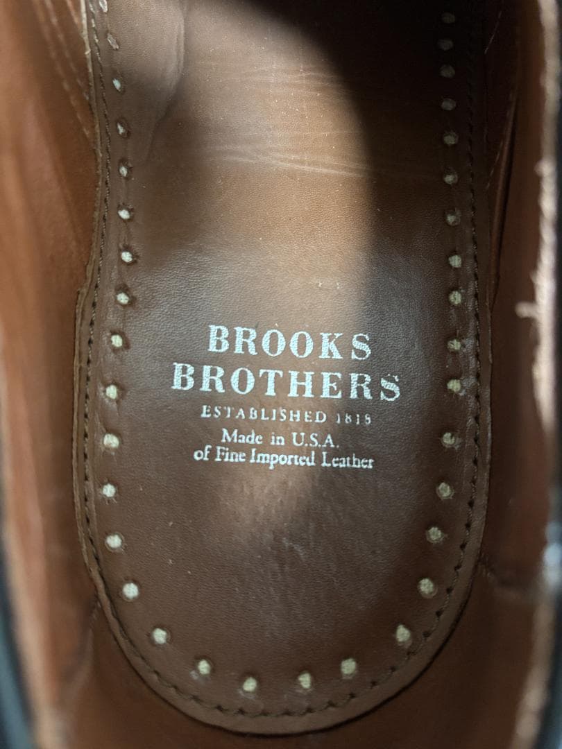 ブルックスブラザーズ ロングウィング ブラック グレインレザー