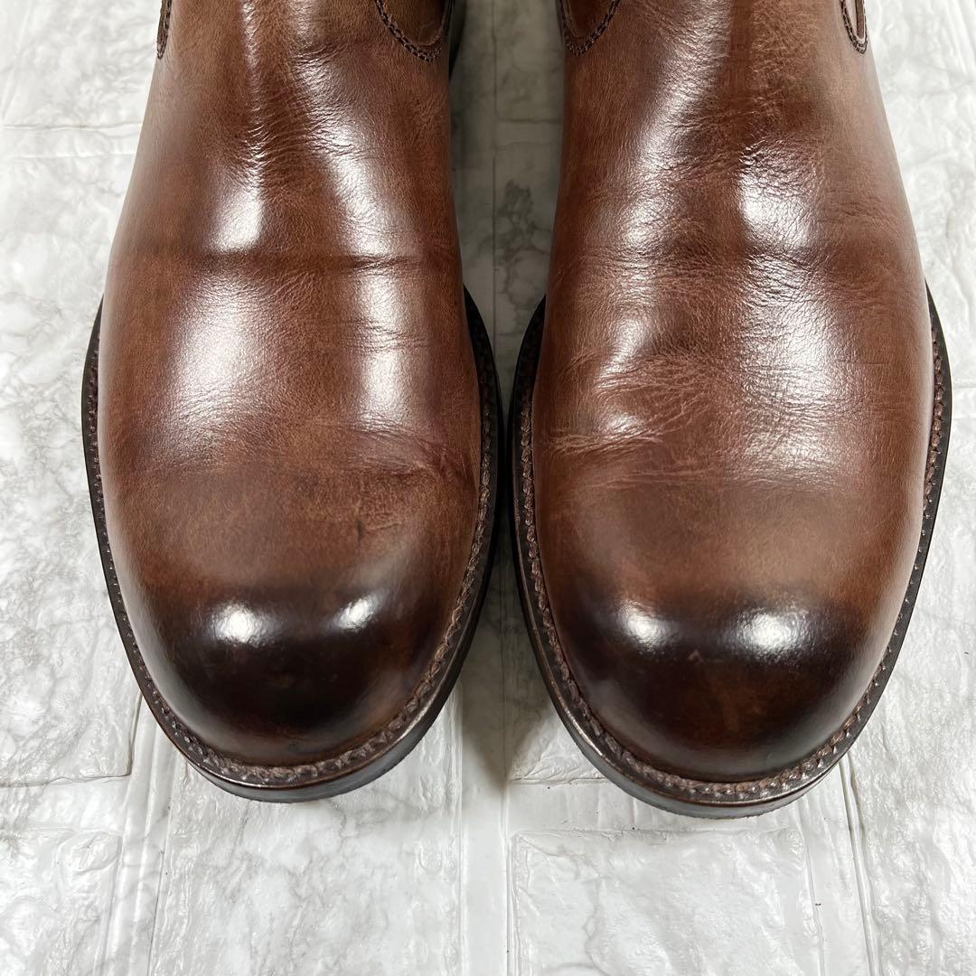 【美品】PADRONE ペコスブーツ　茶芯　本革　バックジップ　25.5㎝