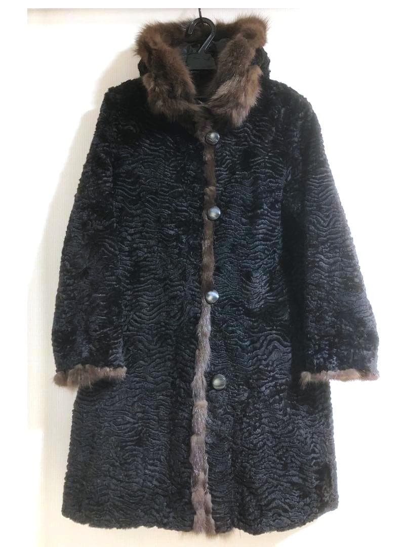 ウィーゼル セーブル シルク☆フード付き リバーシブル コート （株）北川☆１１