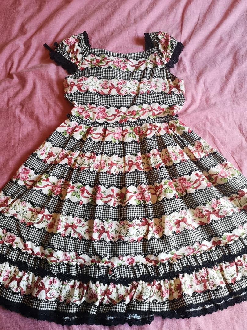 ベイビーザスターズシャインブライト　ギンガムチェック　クロ　バラ