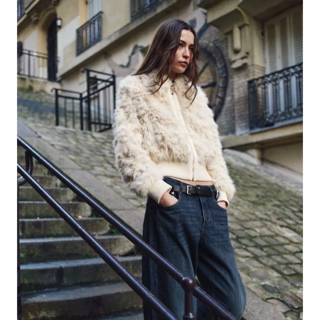 最終お値下げ‼️【ZARA】フェイクファーボンバージャケット XS