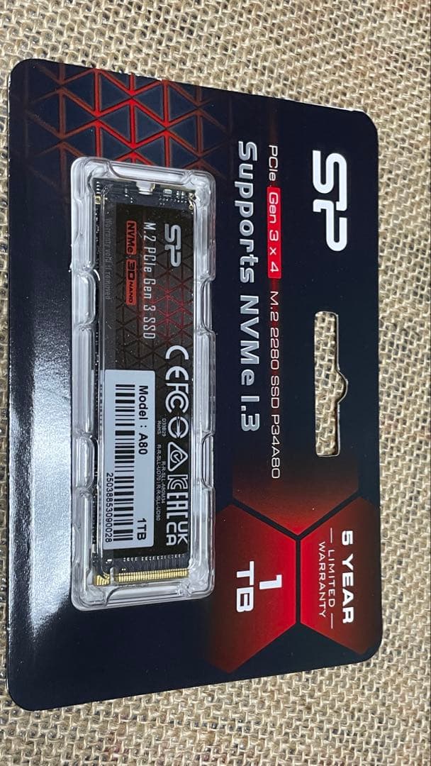 SP M.2 PCIe Gen3 x4 NVMe SSD 1TBシリコンパワー