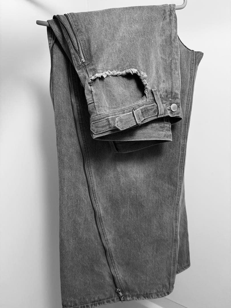 【GRANCY】グランシー　ジップデザイン バギーデニム パンツ　M