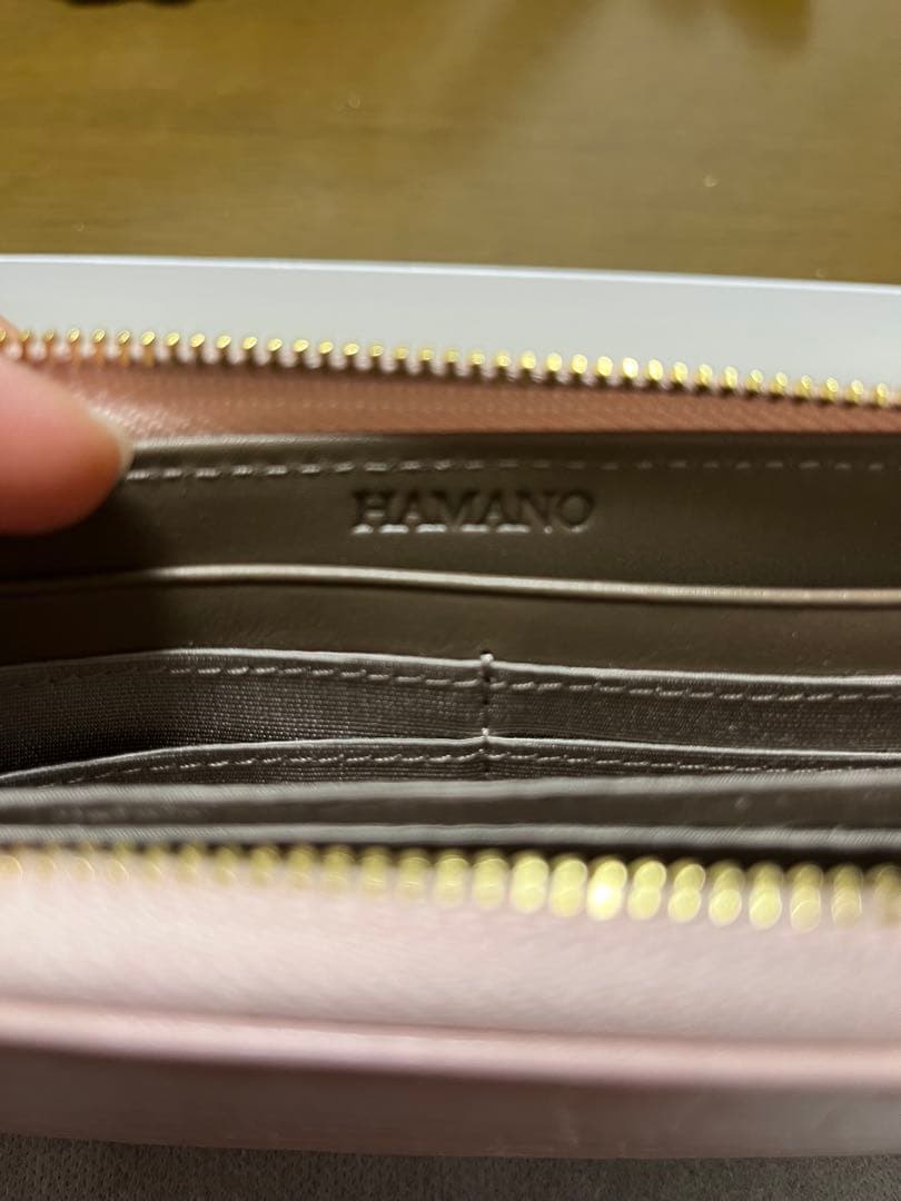 美品　アテニア×HAMANO スリム長財布　ペールピンク