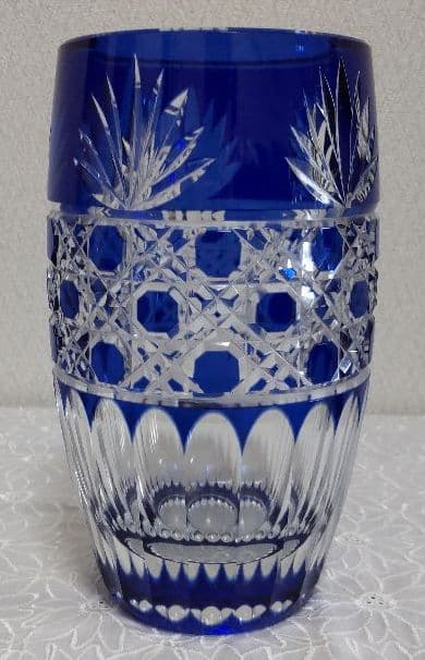 【まお】カガミクリスタル 江戸切子 花瓶