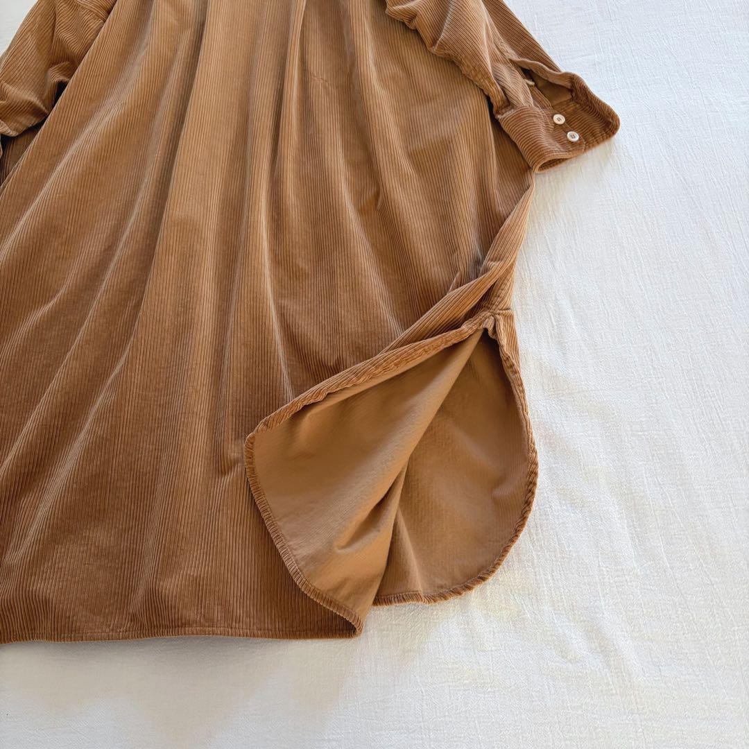 45R ▲∴☻ シャツコーデュロイのビッグシャツドレス ワンピース 定価5.3万