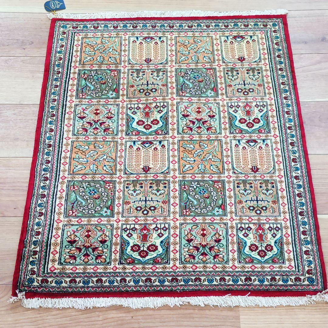 Y2622 ペルシャ絨毯 クム シルク100% 手織り72万ノット ヘシティ