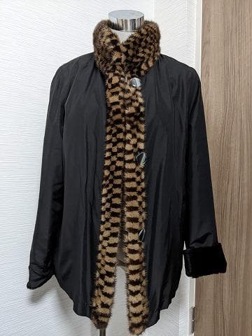 A893　シェアードウィーゼル　ミンク　毛皮　リバーシブル　リアルファーコート