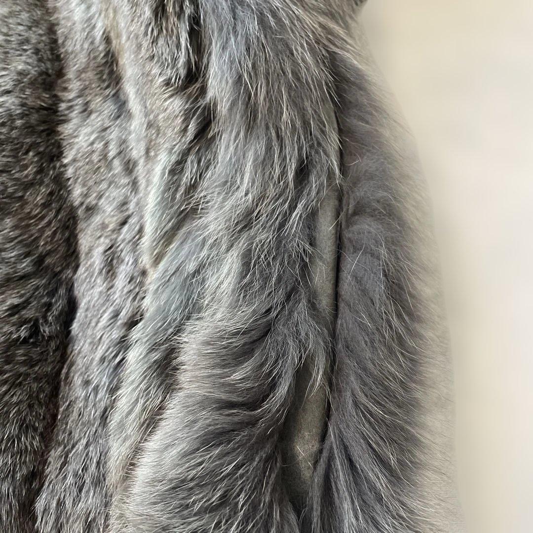ファーコート　フォックス　シルバー　肉厚　グレー