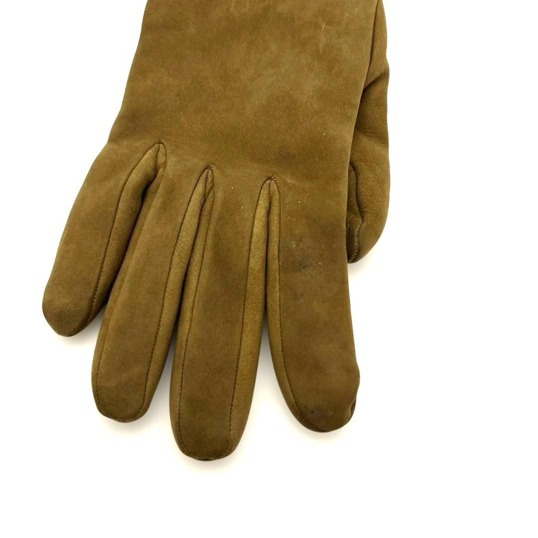 エルメス 手袋 グローブ スエード ブラウン系　シルバー金具 レディース