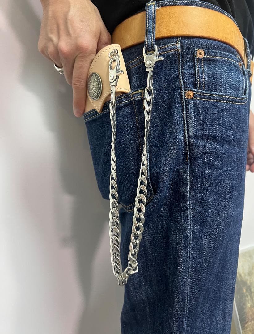 ★QBKA　ウォレットチェーン　ウォレット用プレーン　シルバーチェーン