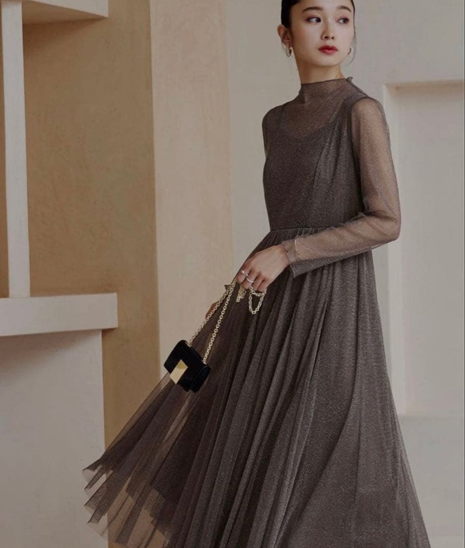 ラメチュールメロウワンピースドレスS RUIRUE BOUTIQUE