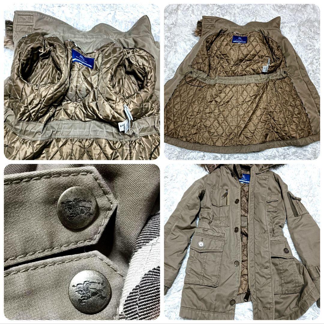 バーバリーブルーレーベル　モッズコート　ミリタリージャケット　リアルファー　38