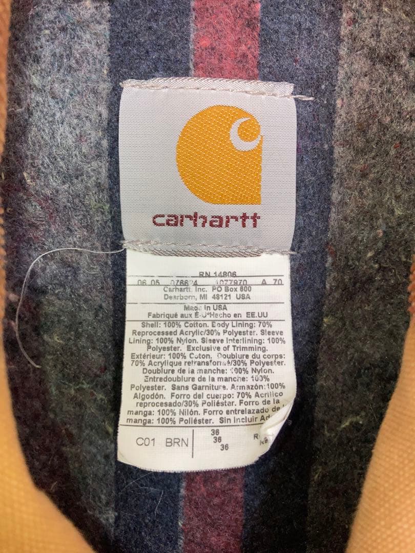 ワンウォッシュUSA製 38カーハート チョアコートミシガンコート