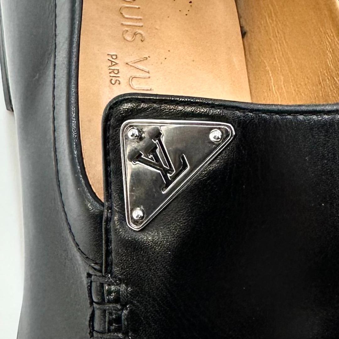 ルイヴィトン LVロゴプレート ビジネスシューズ ローファー 革靴 ブラック