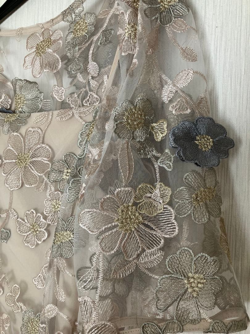 オケージョンワンピース　刺繍デザイン キャミ、ボレロ2点セットパーティードレス