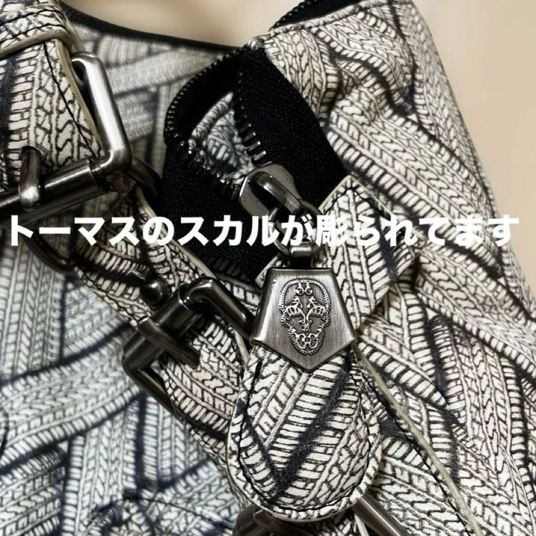 トーマスワイルドTHOMAS WILDスカル新品レザー&シルク大ショルダーバッグ