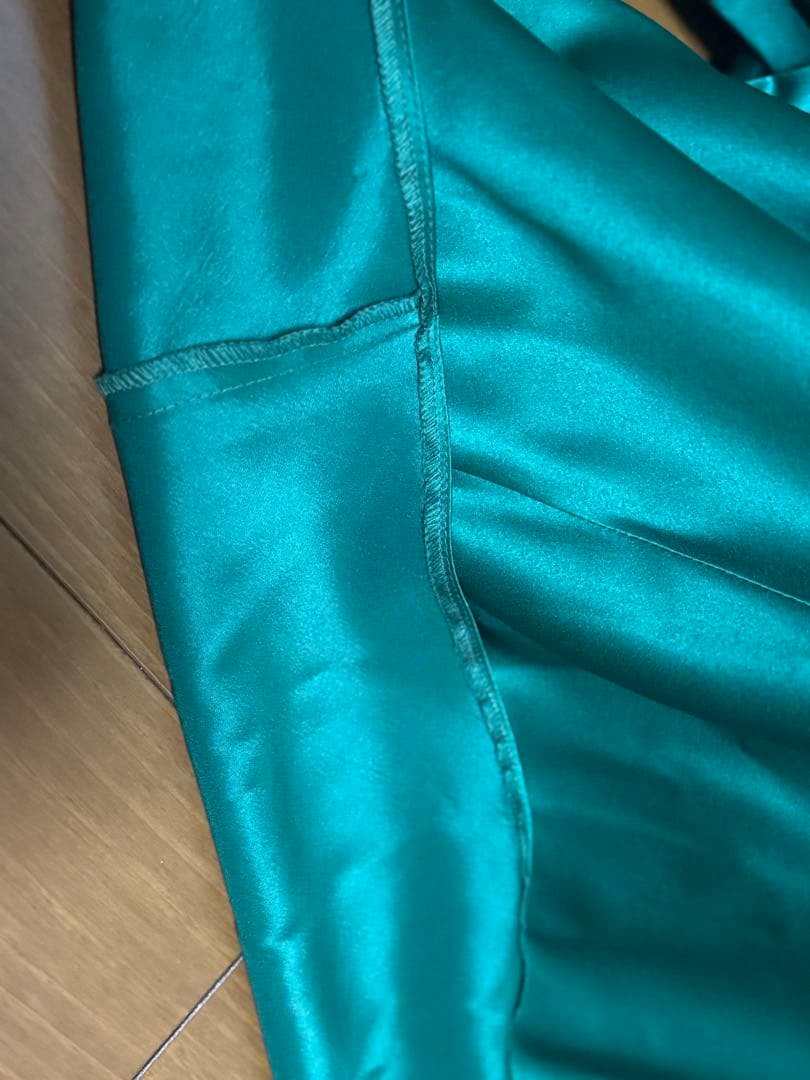 カラードレス 9号 ウェディングドレス サテン グリーン プリンセスライン