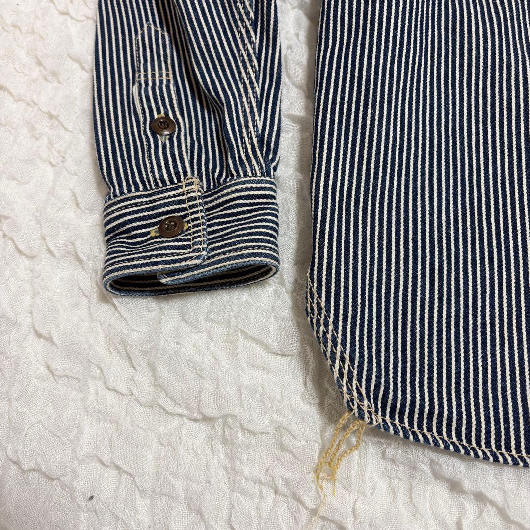 EIGHT G カバーオール XL 厚手シャツ 長袖 ストライプデニム 綿100