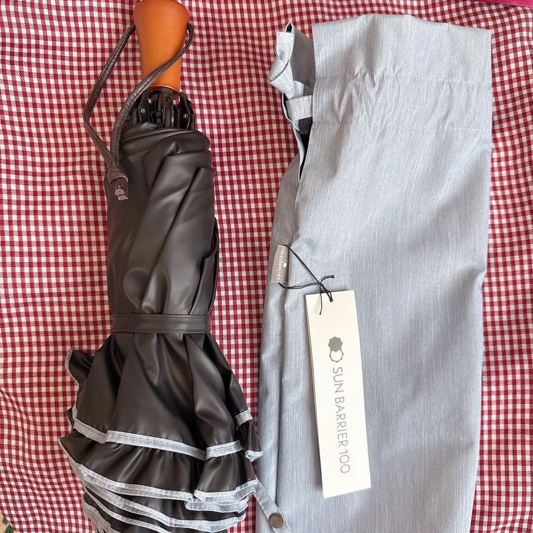 【新品.タグ付き.未使用】♡サンバリア　100 フリル日傘　ブルー♡