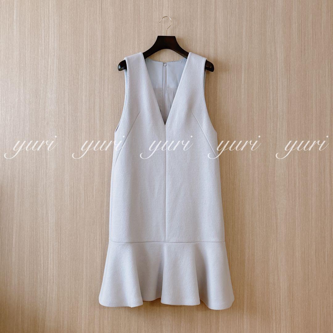 【1255】アナイ　ラッフルヘムジャンパースカート　36 ライトグレー