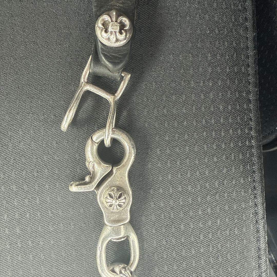 正規品 クロムハーツ Wベルトループ フレアボタンウォレットチェーン