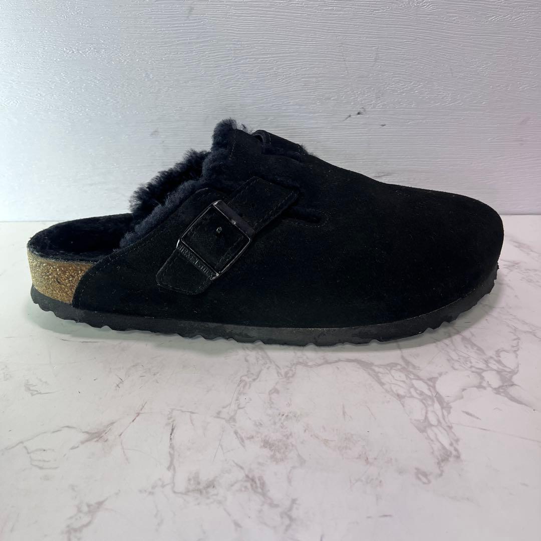 とこ【美品】ビルケンシュトック ボストン ボア付き 黒 39 25cm