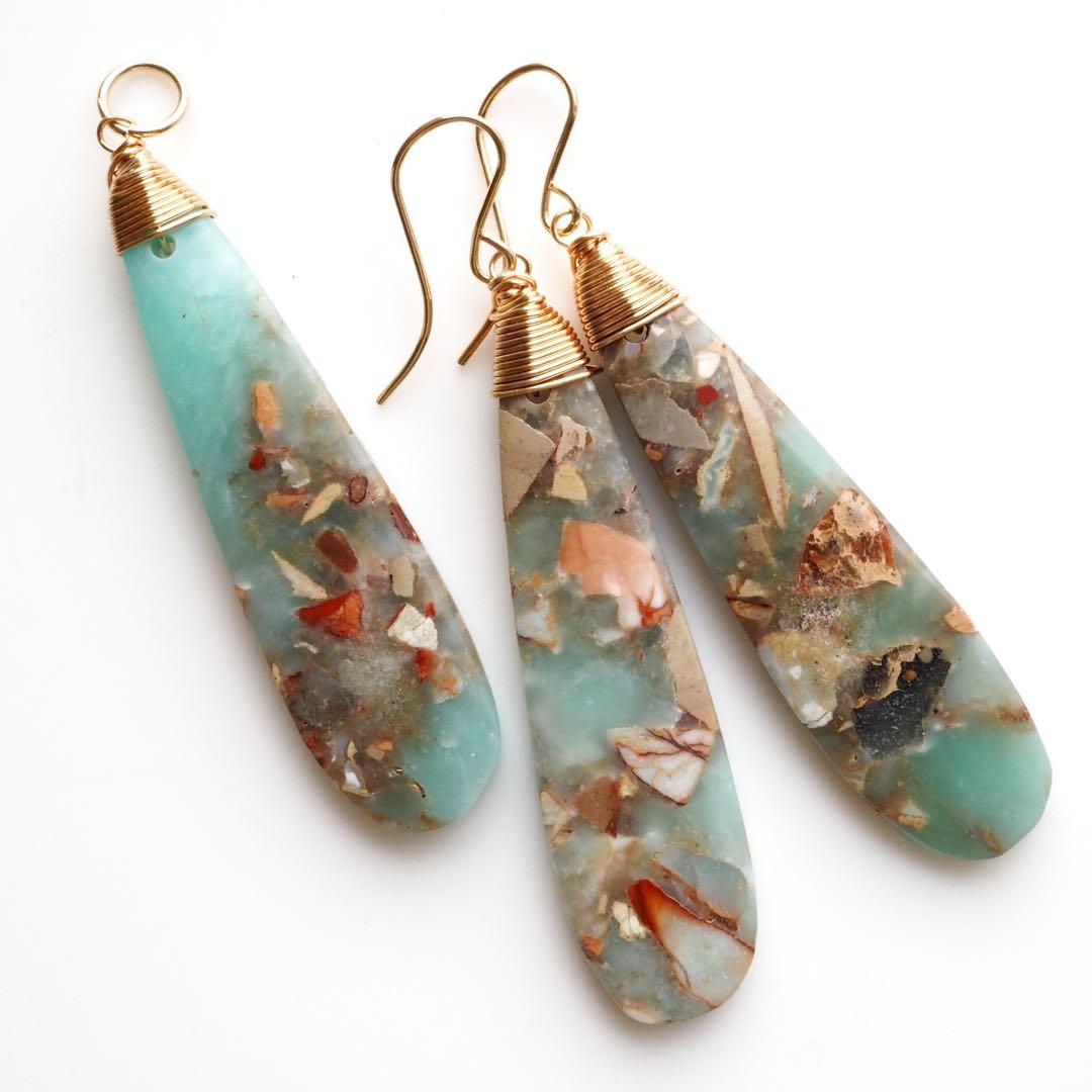 【Ruby】インプレッションストーン×淡水パールのデザインネックレス