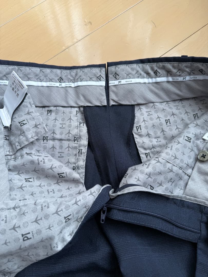 【最終価格】PT TORINO ネイビー ウィンドウペンチェック メンズ パンツ