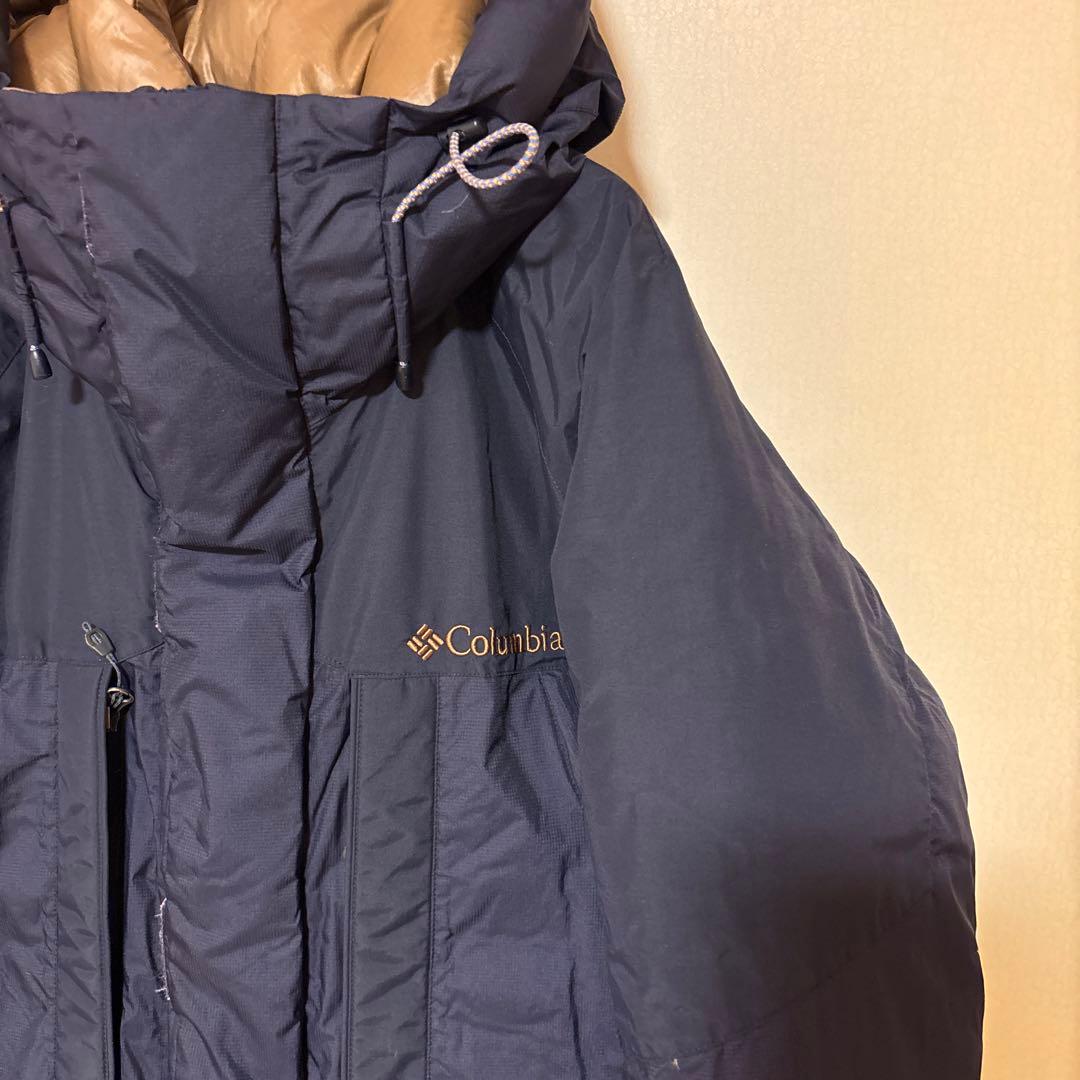 【美品】Columbia コロンビア フードダウンジャケット メンズM ネイビー