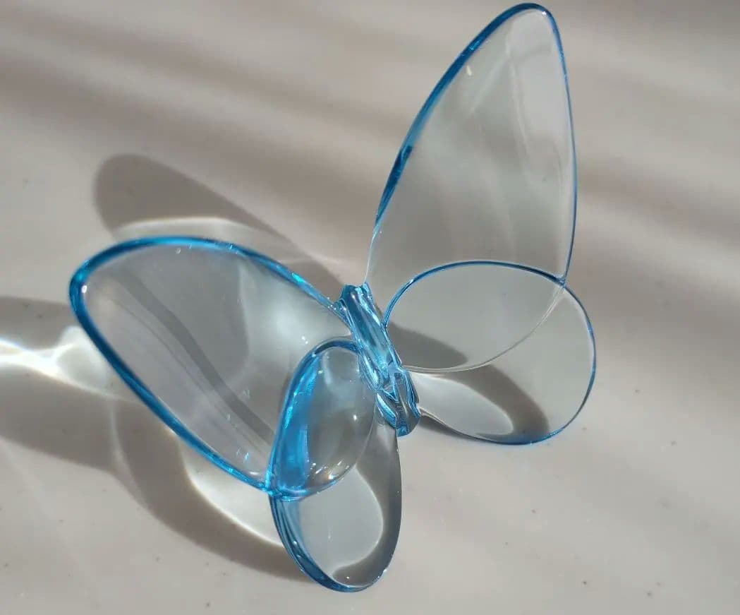 バカラ　ラッキーバタフライ　蝶々　水色　置き物　オブジェ　インテリア　小物