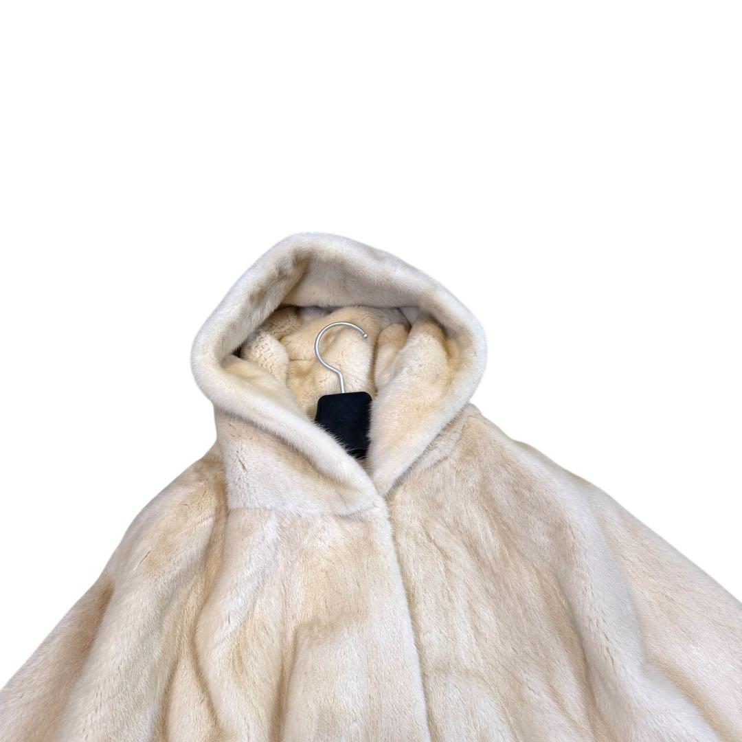 NORTH BEACH コペンハーゲン パールミンク フード付 ポンチョ 本毛皮