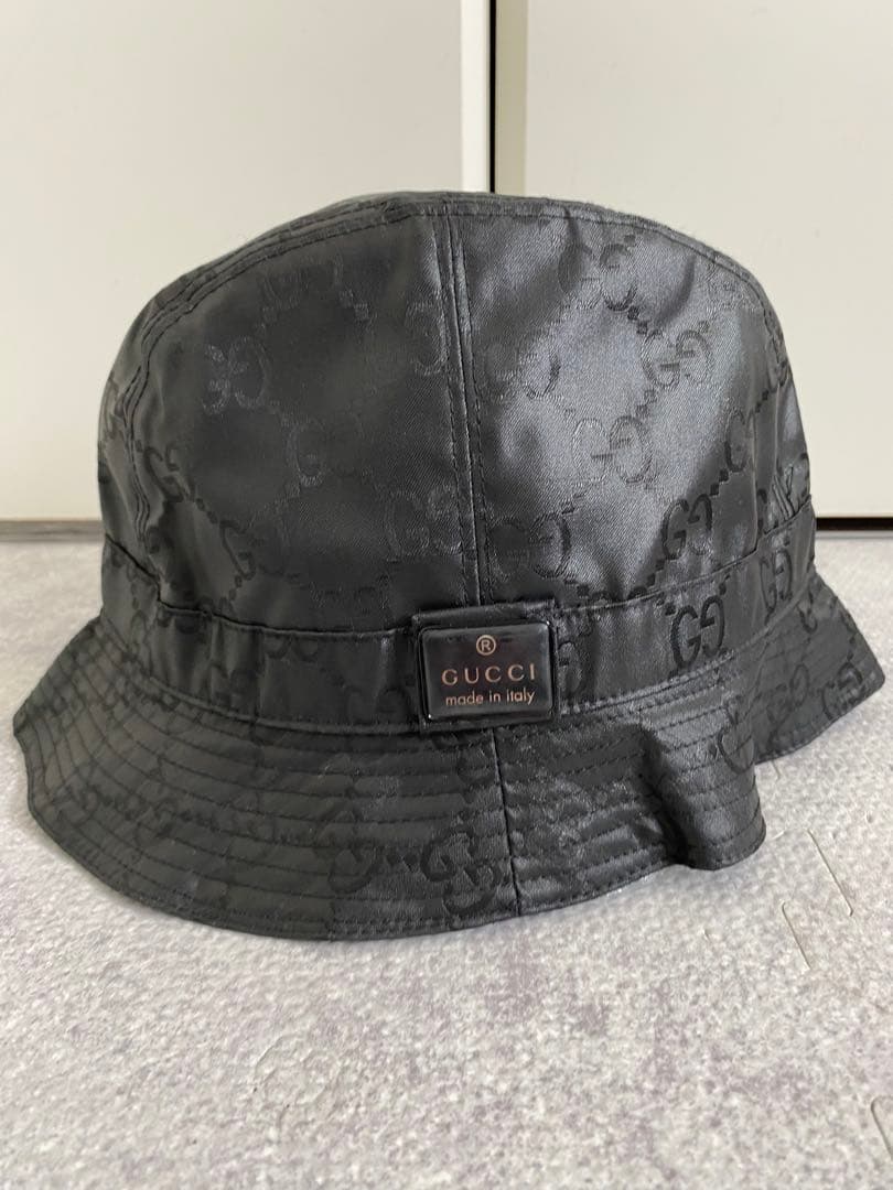 ヴィンテージ　GUCCI GGブラック バケットハット