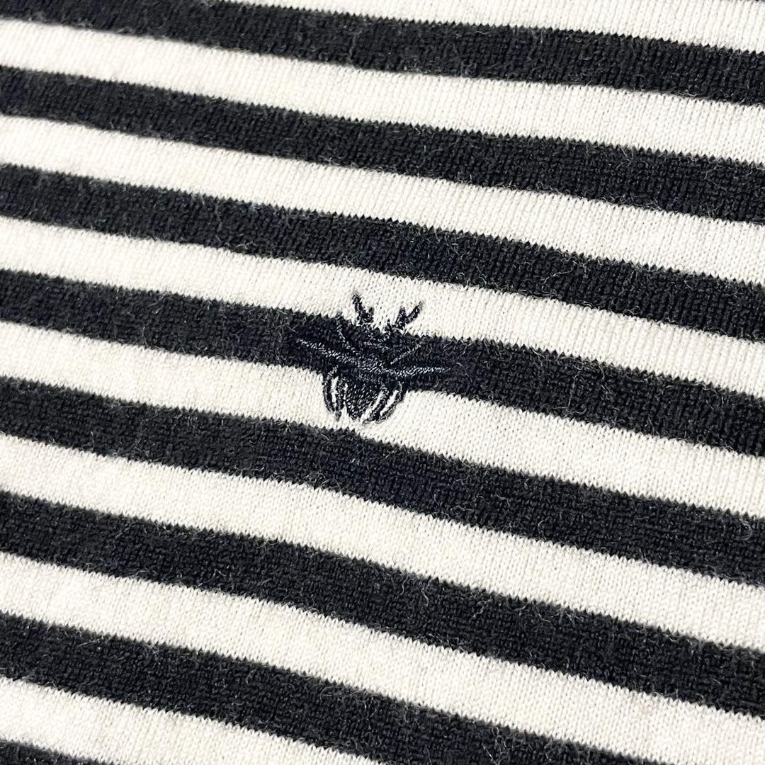 【美品】Dior 18ss BEE刺繍入り ボーダー ニットポロシャツ S