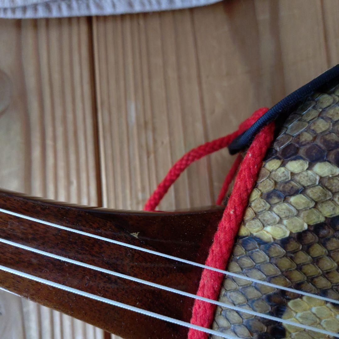 三線 本体 ヘビ皮製 バチ付き　ケース付き