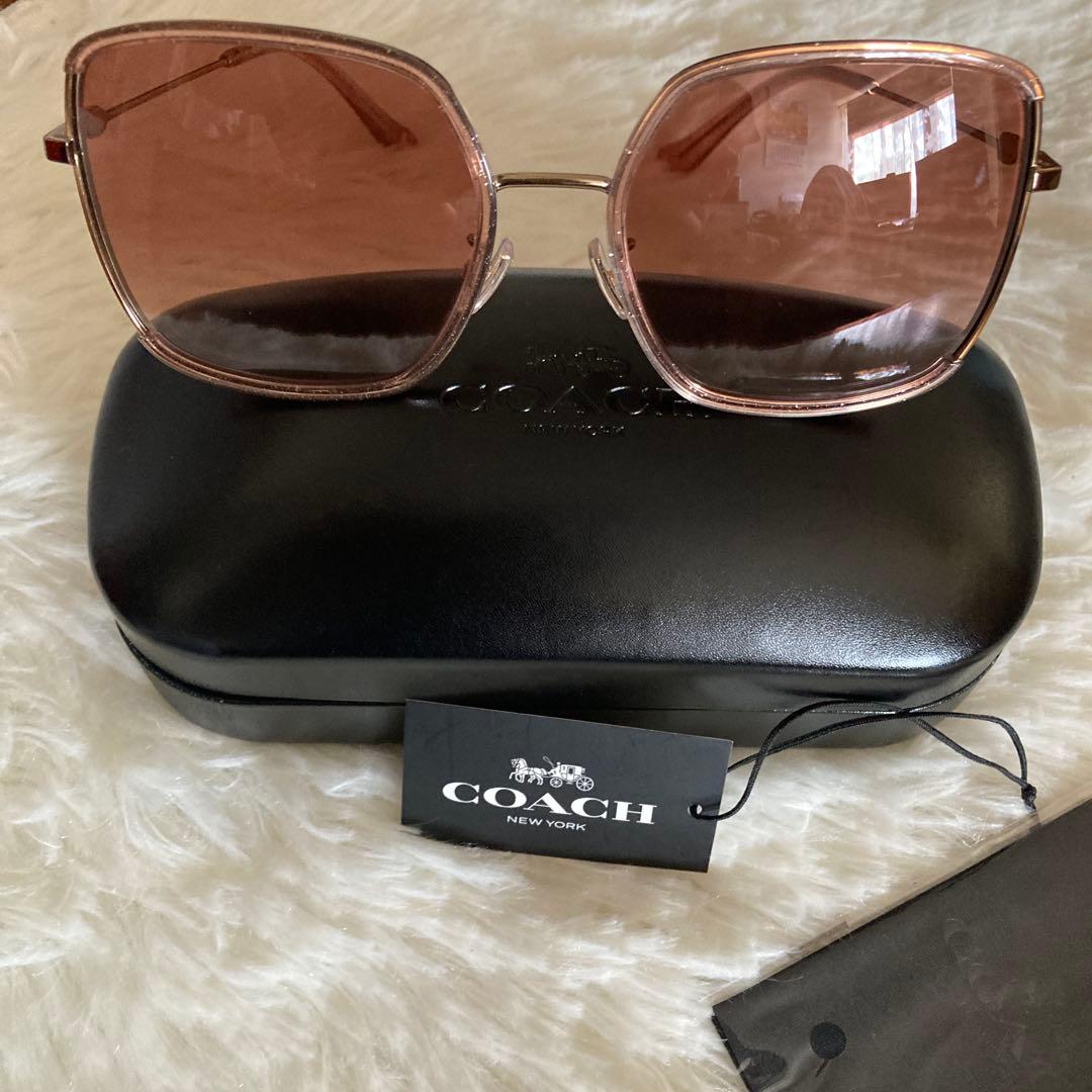新品未使用 コーチ COACH ブラウン スクエアサングラス メガネケース 付き